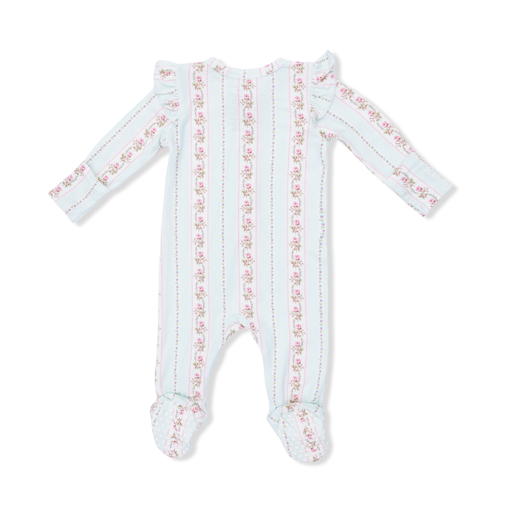 Vintage Rose Ruffle Bamboo Footie