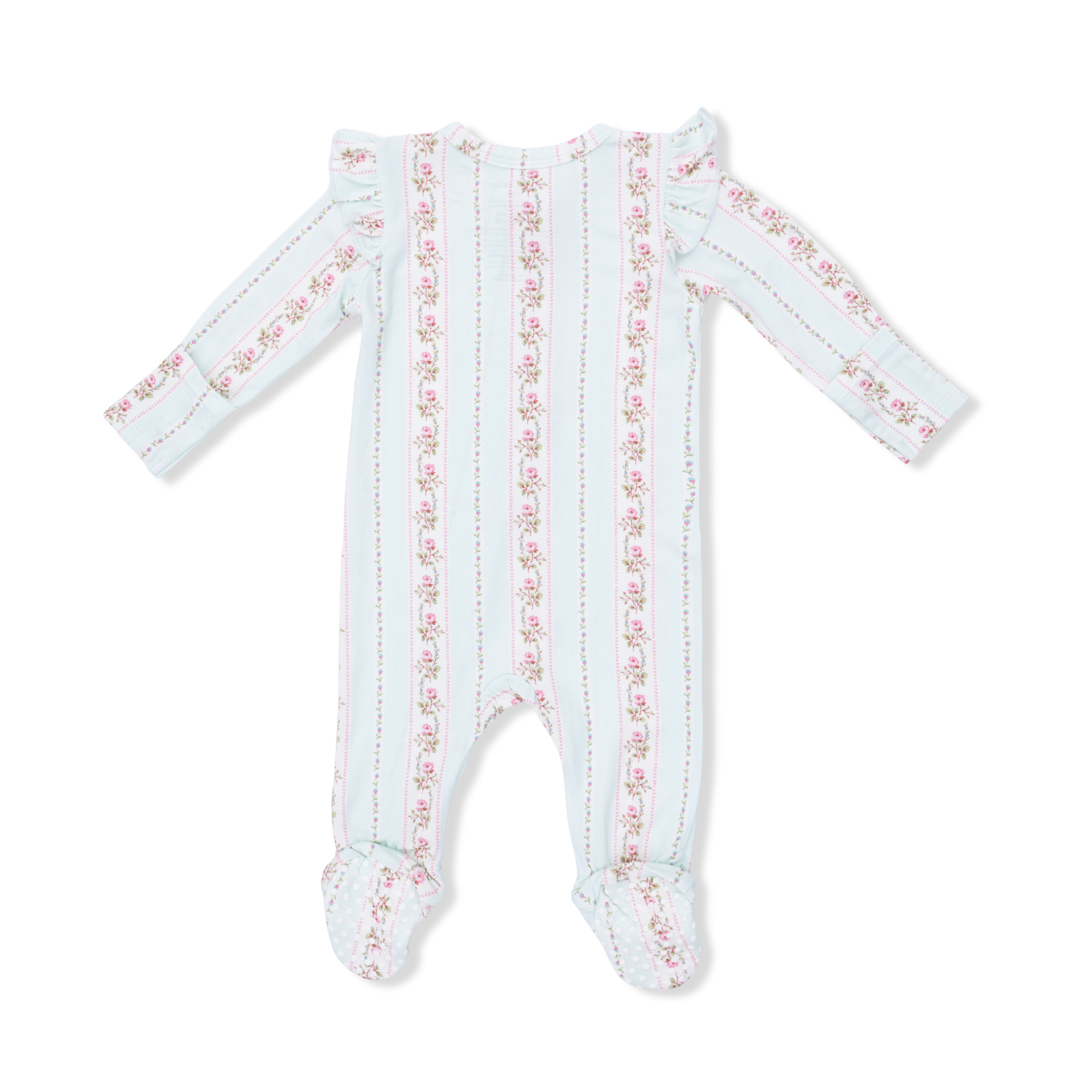 Vintage Rose Ruffle Bamboo Footie