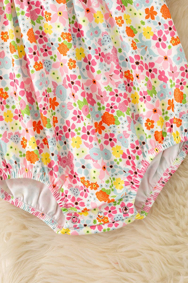 Pumpkin Garden Smocked Baby Bubble Romper