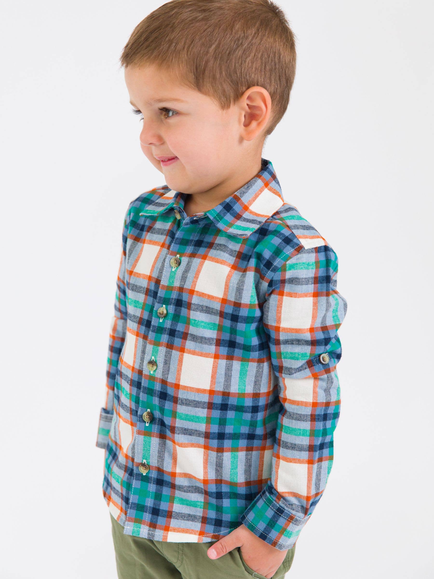 Peyton Plaid Roll-Tab Button Down