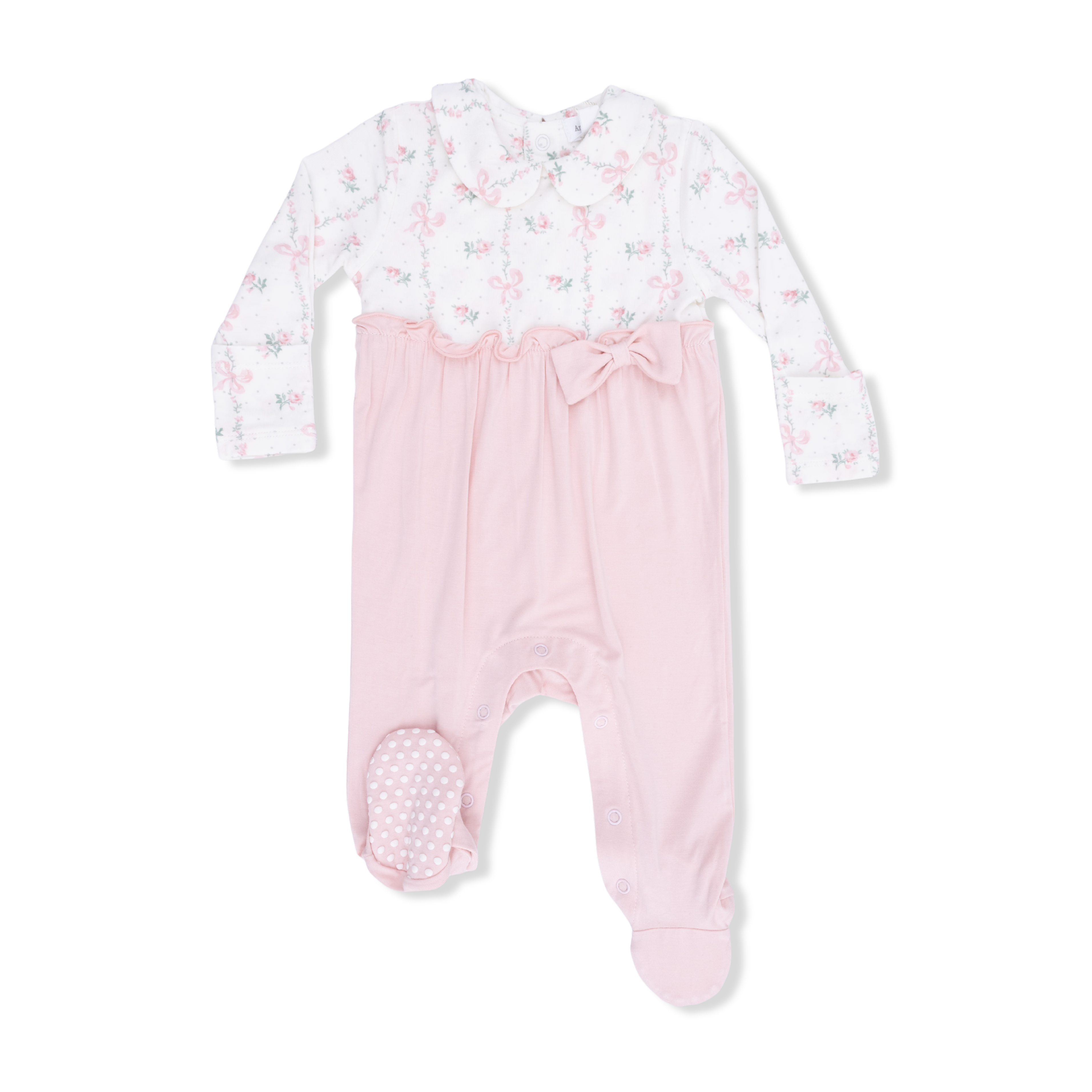 Dainty Buds and Bows Footie with Knotted Headband