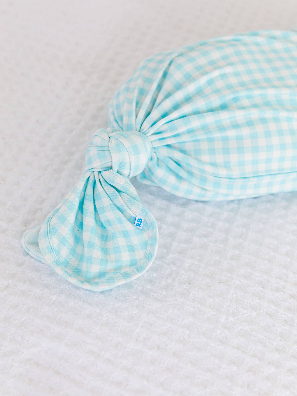 Blue Breeze Gingham SoftSnooze™ Knotted Gown & Beanie Set