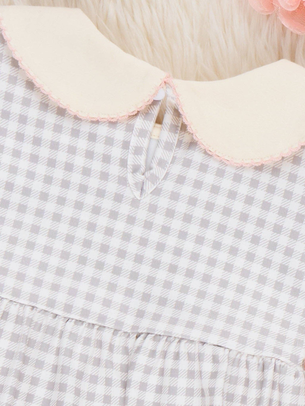 Autumn Acorns Bows Embroidered Plaid Bubble Romper