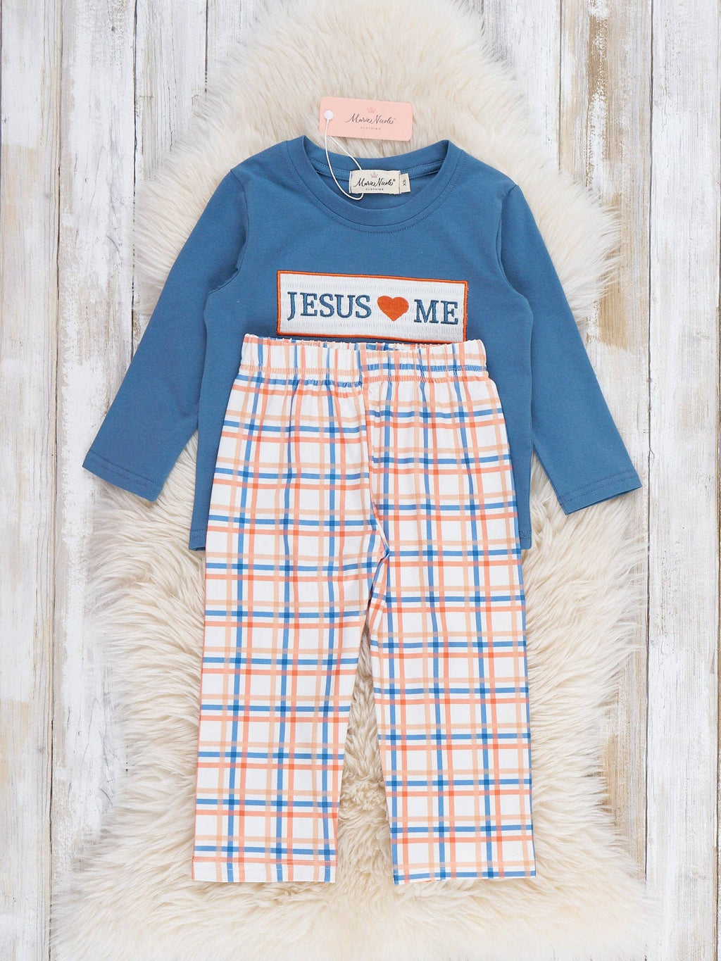 Graceful Plaid Boys "Jesus Loves Me" Outfit
