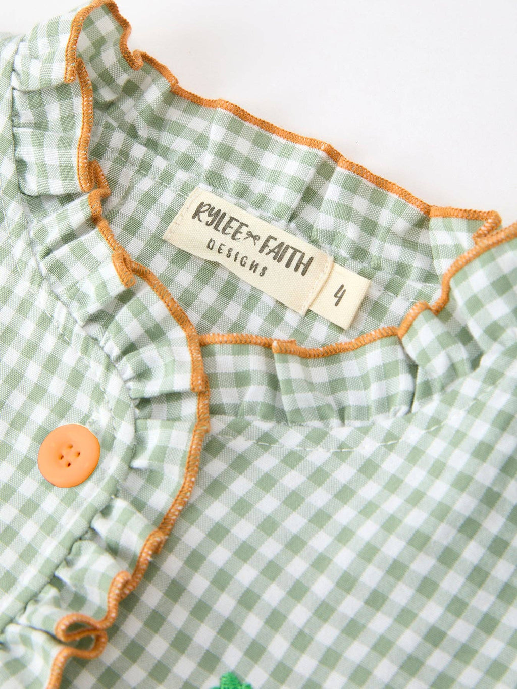 Green Gingham Pumpkin Ruffle Dress