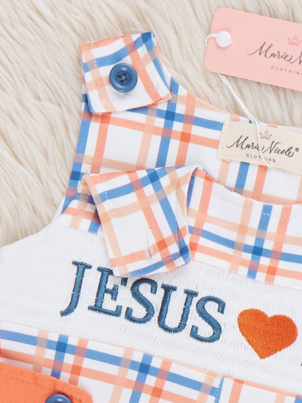 Graceful Plaid "Jesus Loves Me" Romper