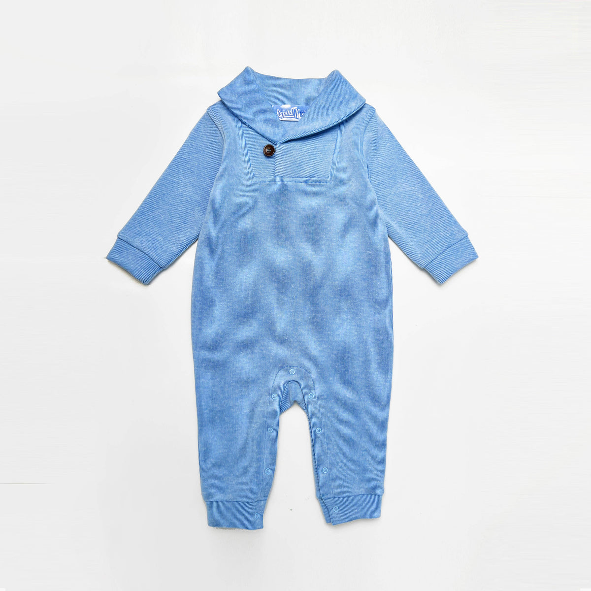 Classic Blue Knit Shawl Collar Romper