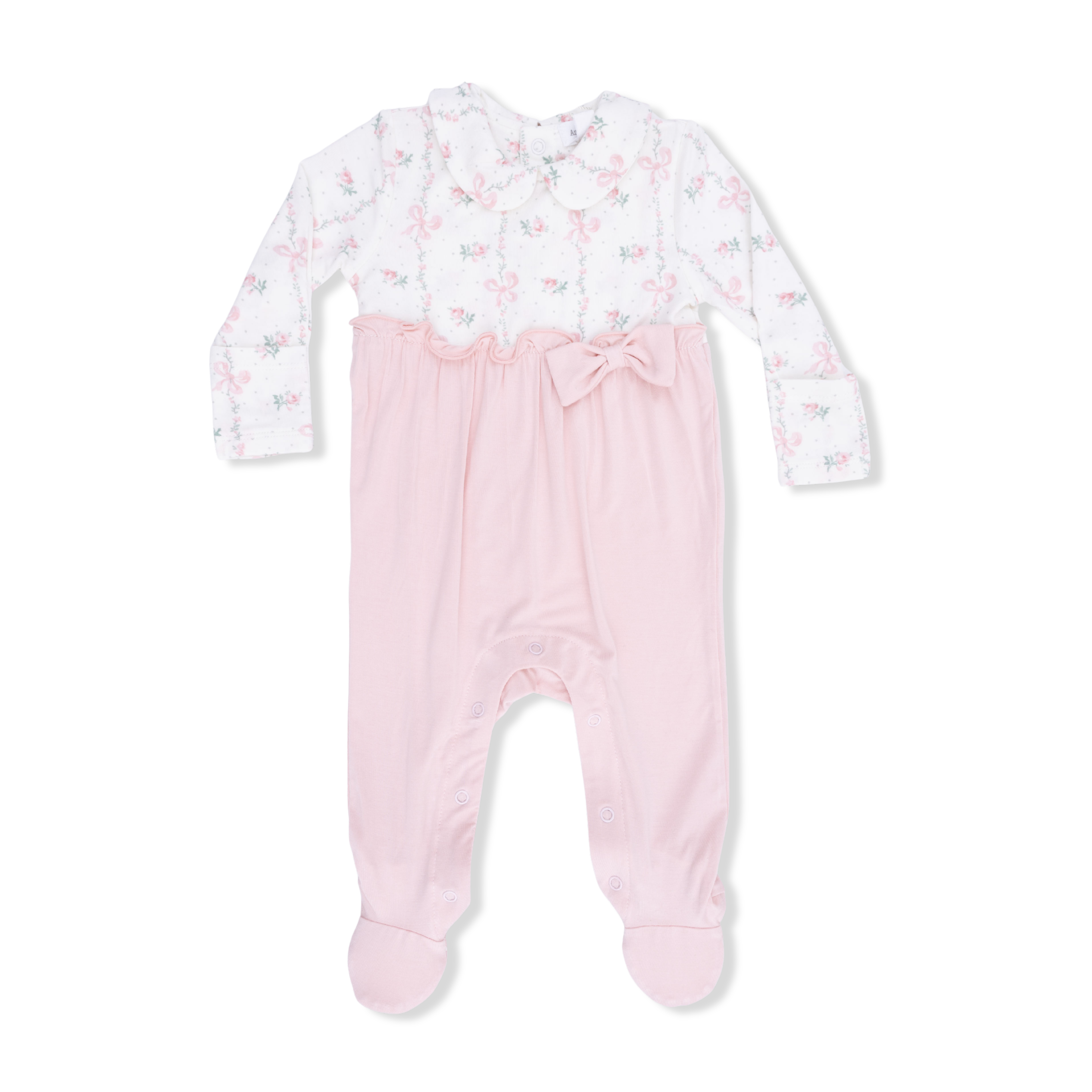 Dainty Buds and Bows Footie with Knotted Headband