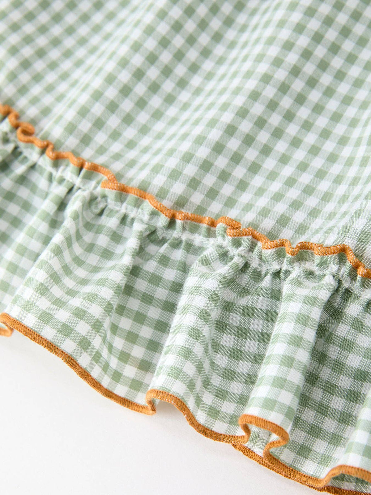 Green Gingham Pumpkin Ruffle Dress