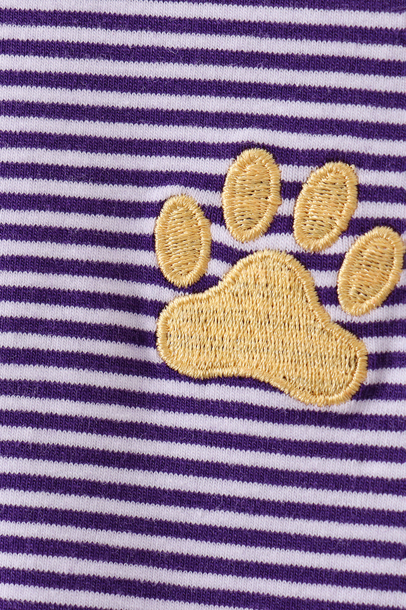 Purple & Gold Striped Tiger Paw Henley Shirt