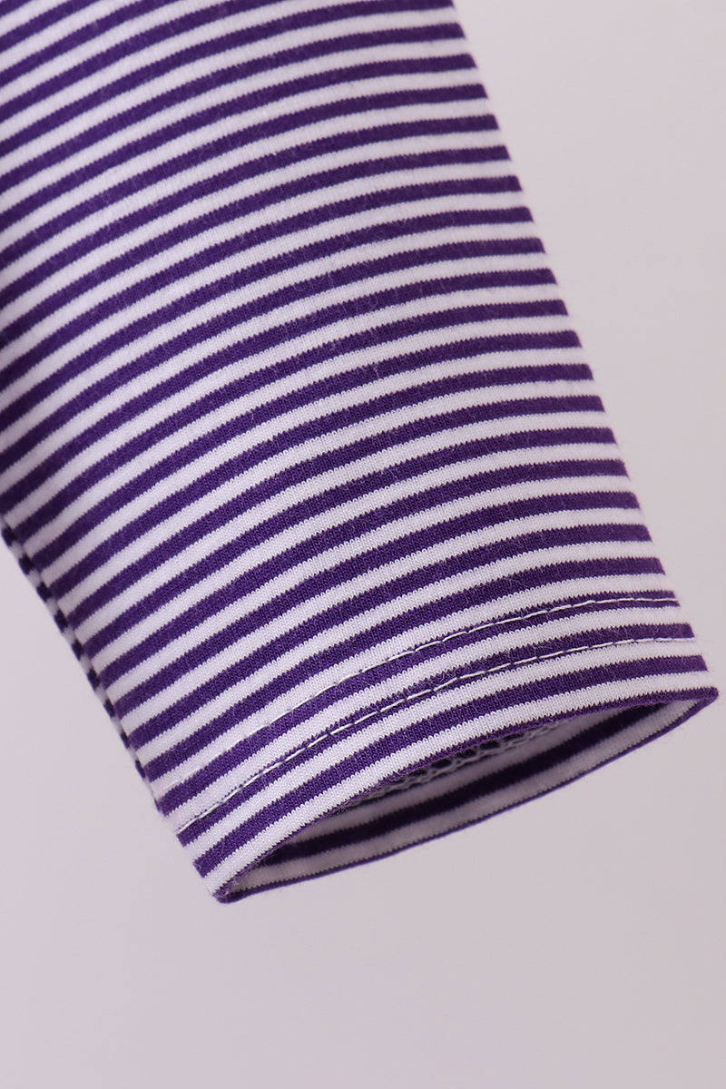 Purple & Gold Striped Tiger Paw Henley Shirt