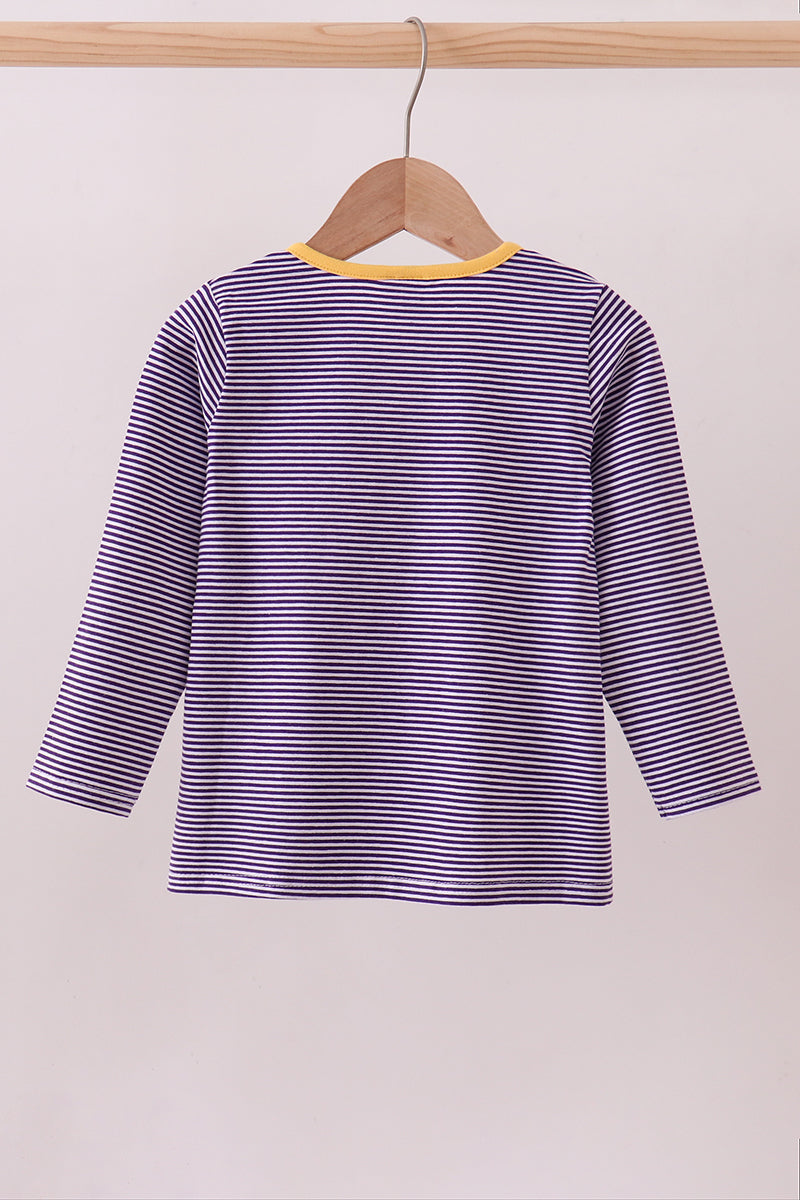 Purple & Gold Striped Tiger Paw Henley Shirt