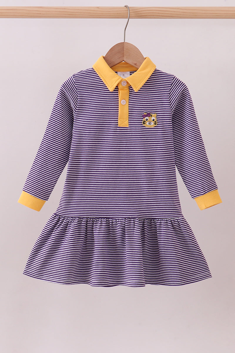 Purple & Gold Striped Tiger Dress