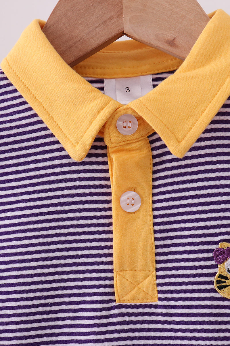 Purple & Gold Striped Tiger Dress