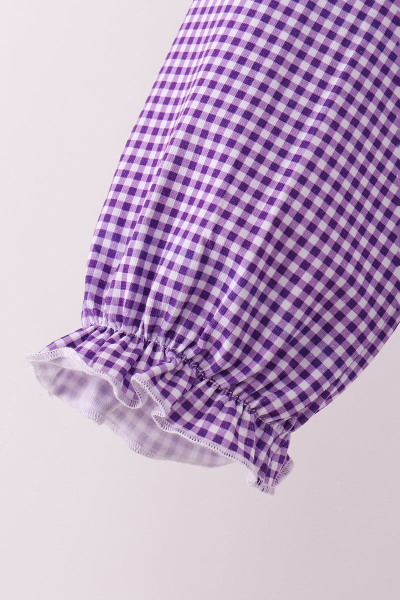 Purple LSU Tiger Gingham Ruffle 2-Piece Set