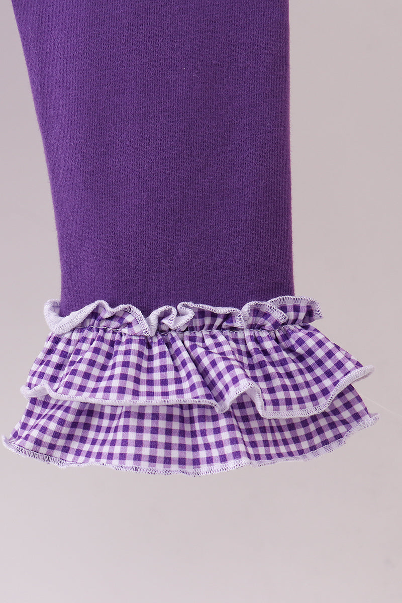 Purple LSU Tiger Gingham Ruffle 2-Piece Set