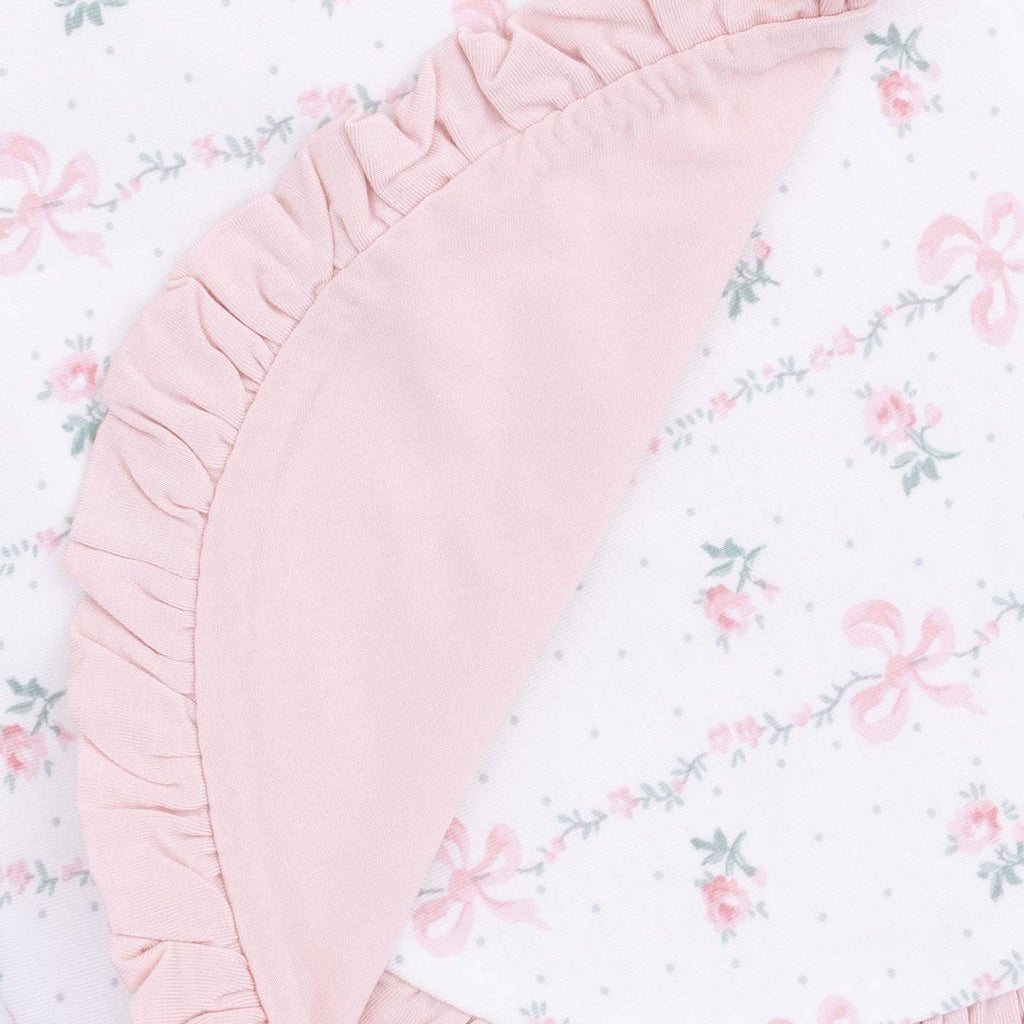 Dainty Buds and Bows Ruffle Burp Cloth