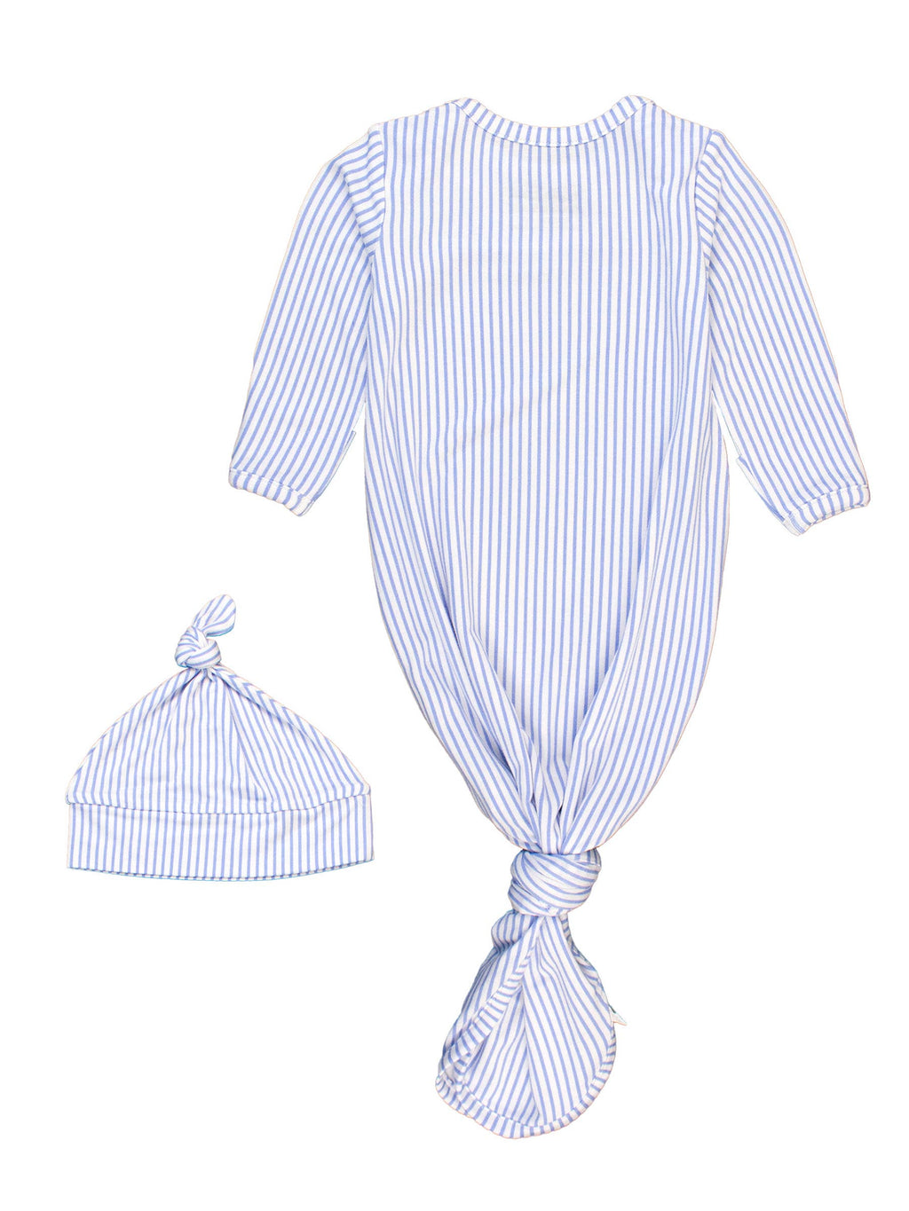 Periwinkle SoftSnooze™ Boys Seersucker Bamboo Knotted Gown & Beanie Set