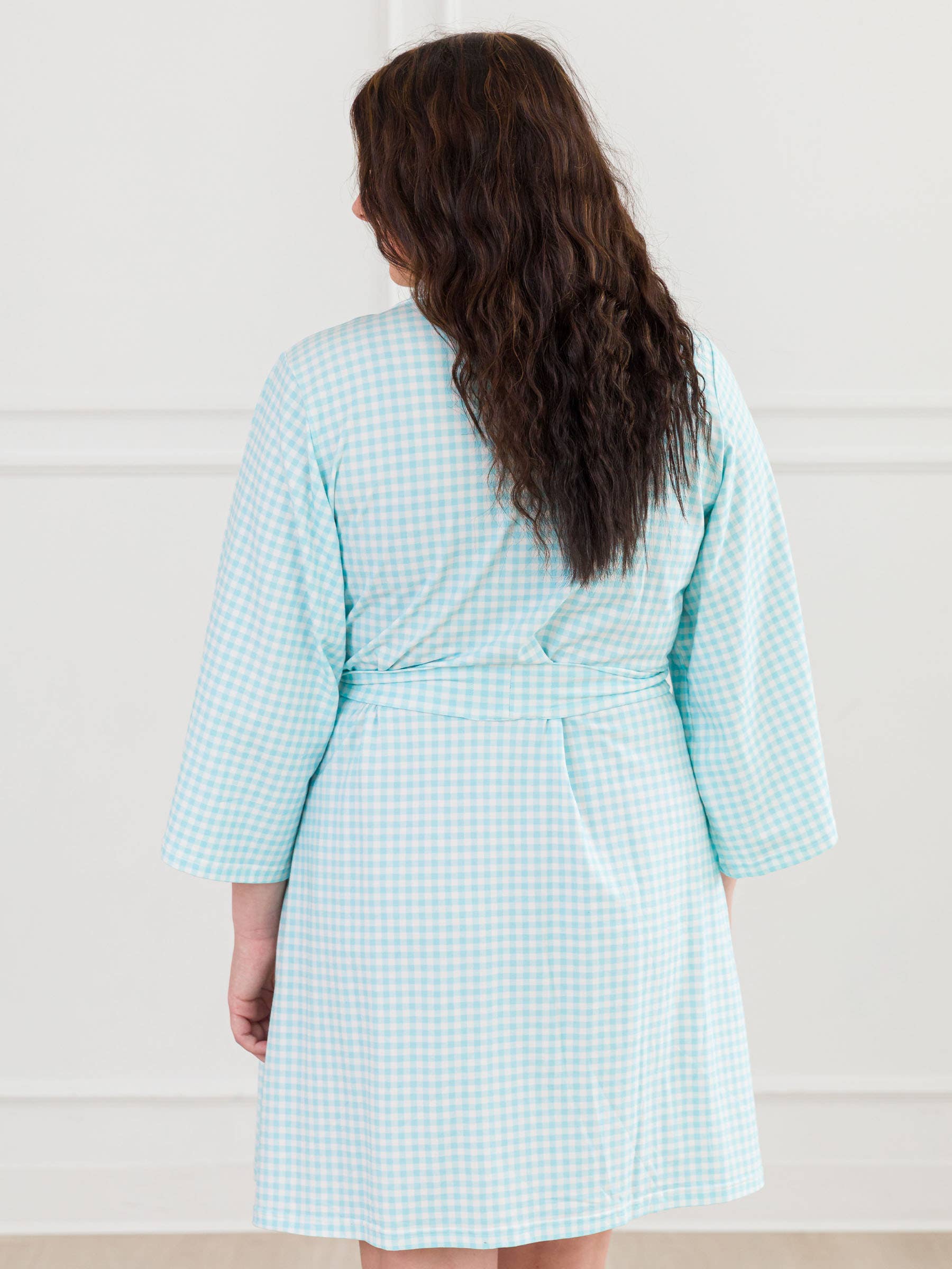 Blue Gingham SoftSnooze™ Mommy & Me Maternity Robe