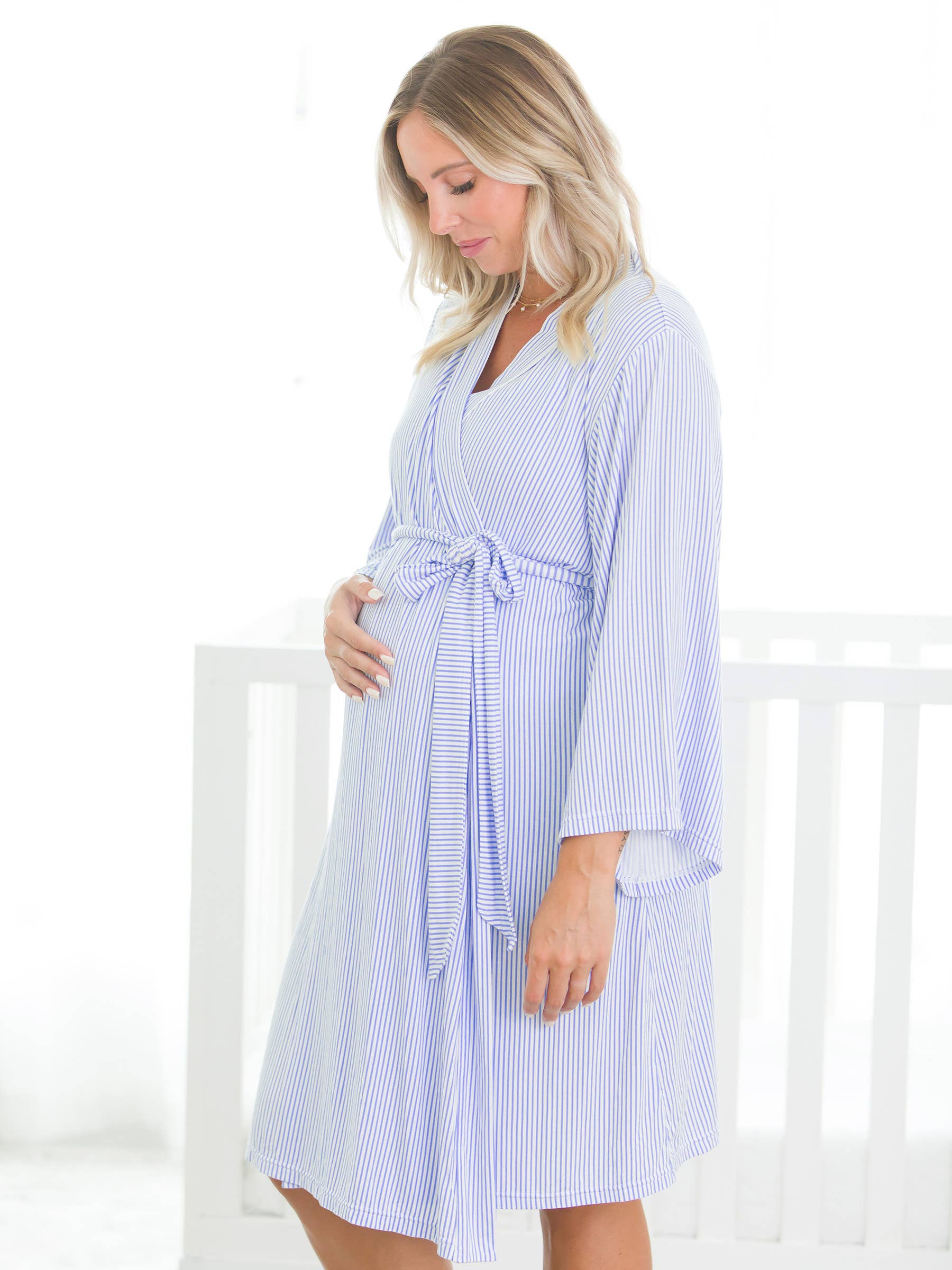 Periwinkle SoftSnooze™ Seersucker Bamboo Mommy & Me Robe