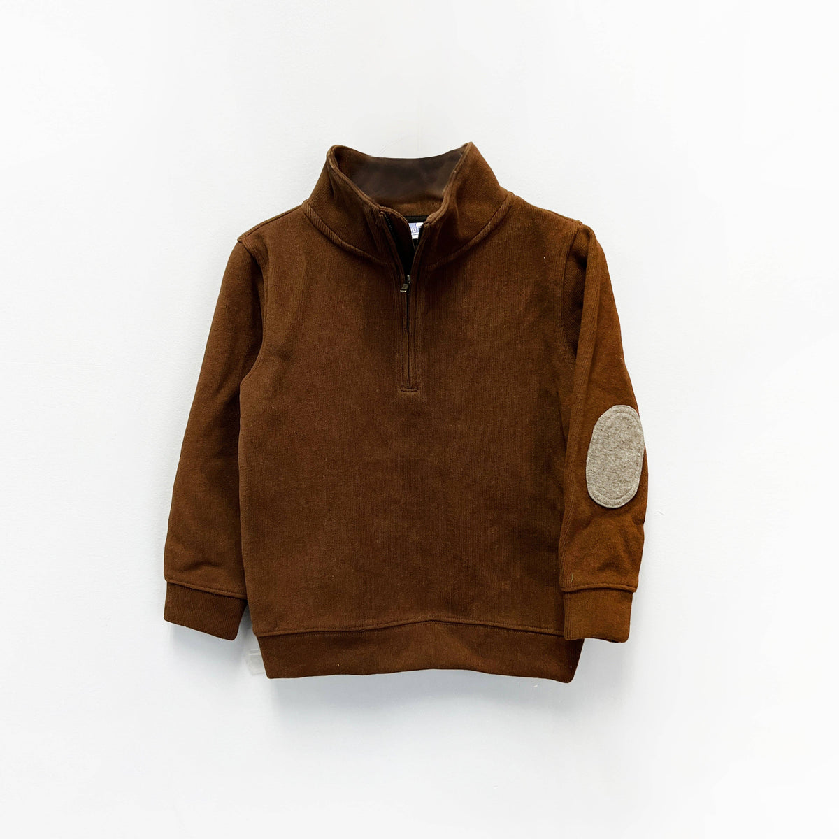 Brown Elbow Patch Quarter-Zip Pullover