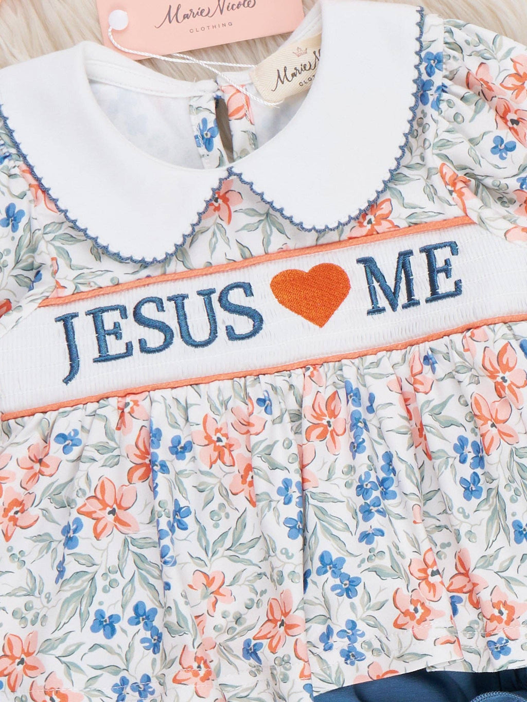 Graceful Floral "Jesus Loves Me" Bloomers Outfit