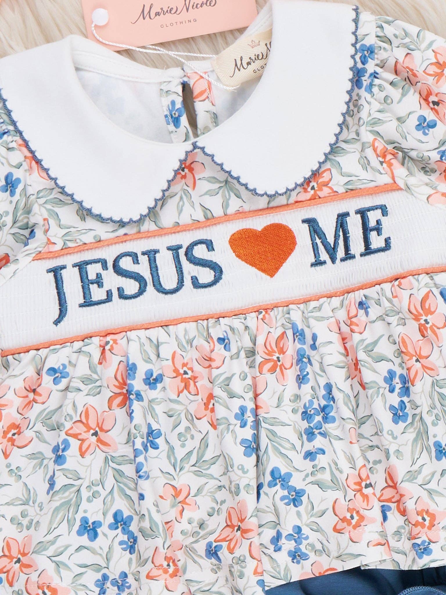 Graceful Floral "Jesus Loves Me" Bloomers Outfit