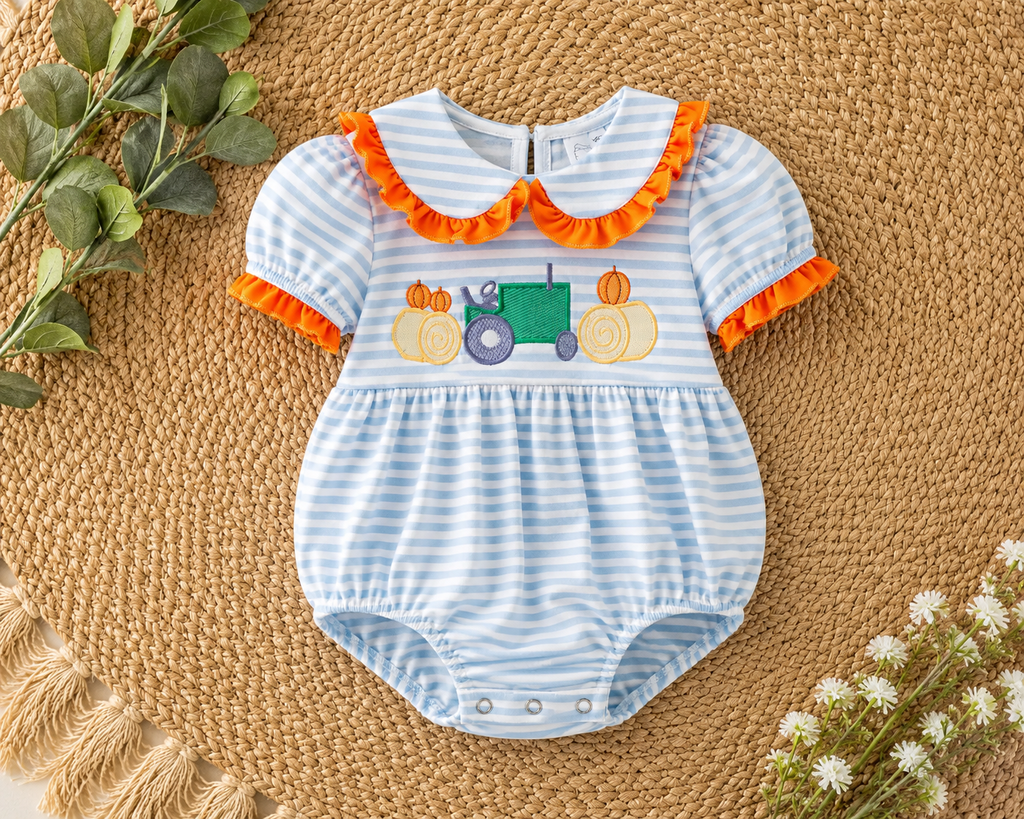 Pumpkin Patch Tractor Infant Girl Romper