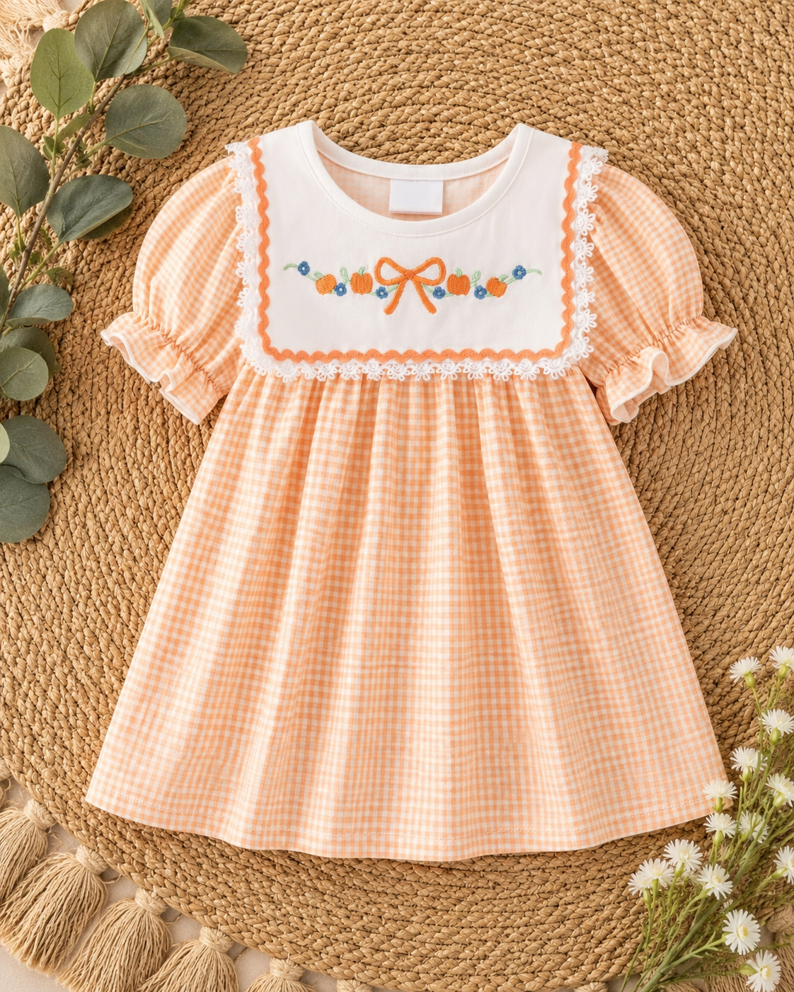 Embroidered Pumpkin Patch Dress