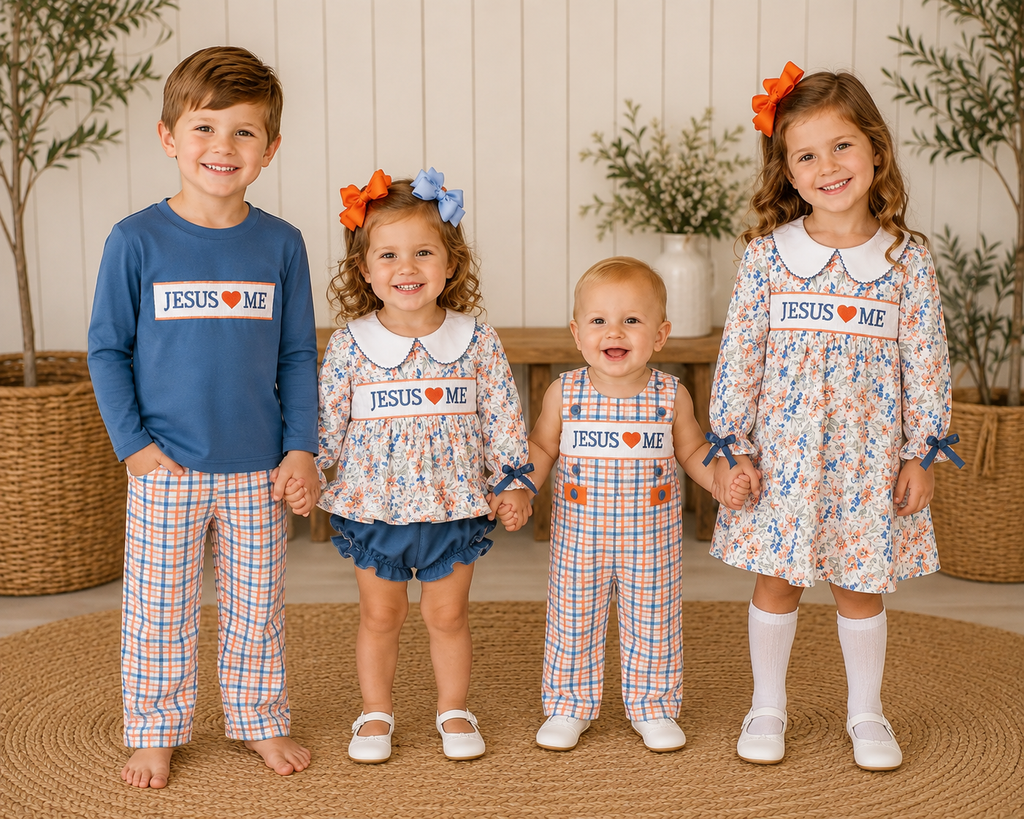 Graceful Plaid "Jesus Loves Me" Romper