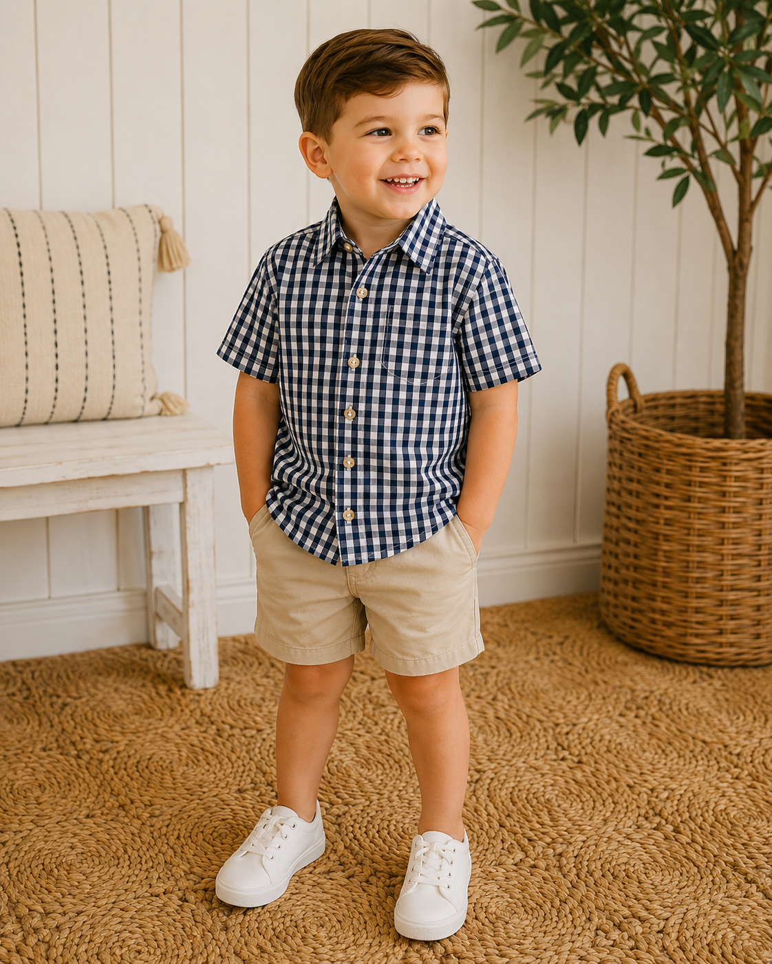 Classic Navy Gingham Rugged Butts Button-Down