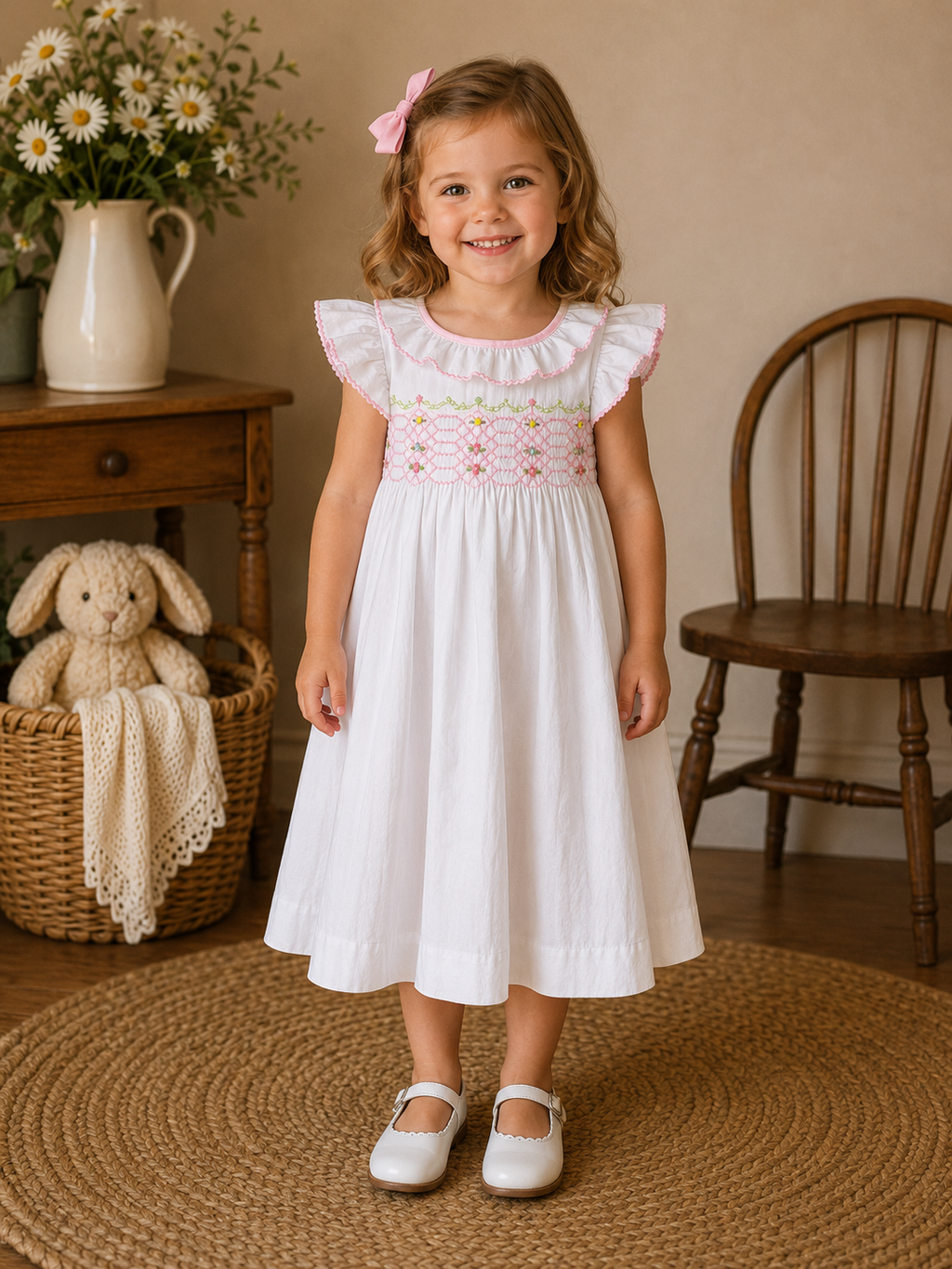 Pink Petals Smocked Dress