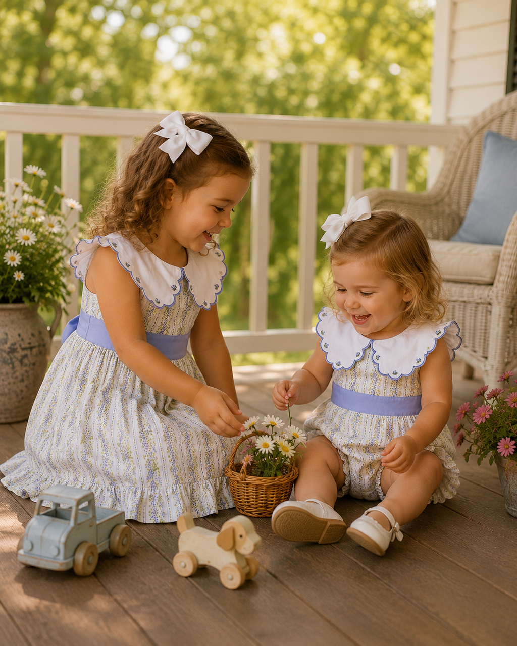 French Blue Garden Scallop Collar Dress