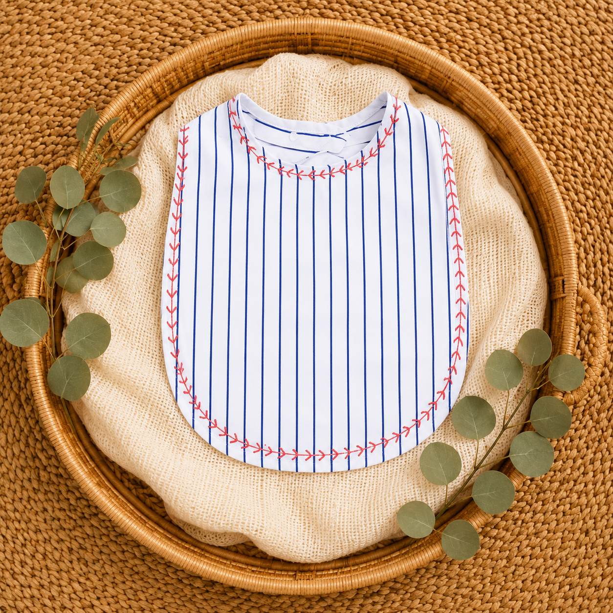 Baseball Stitch Feeding Bib