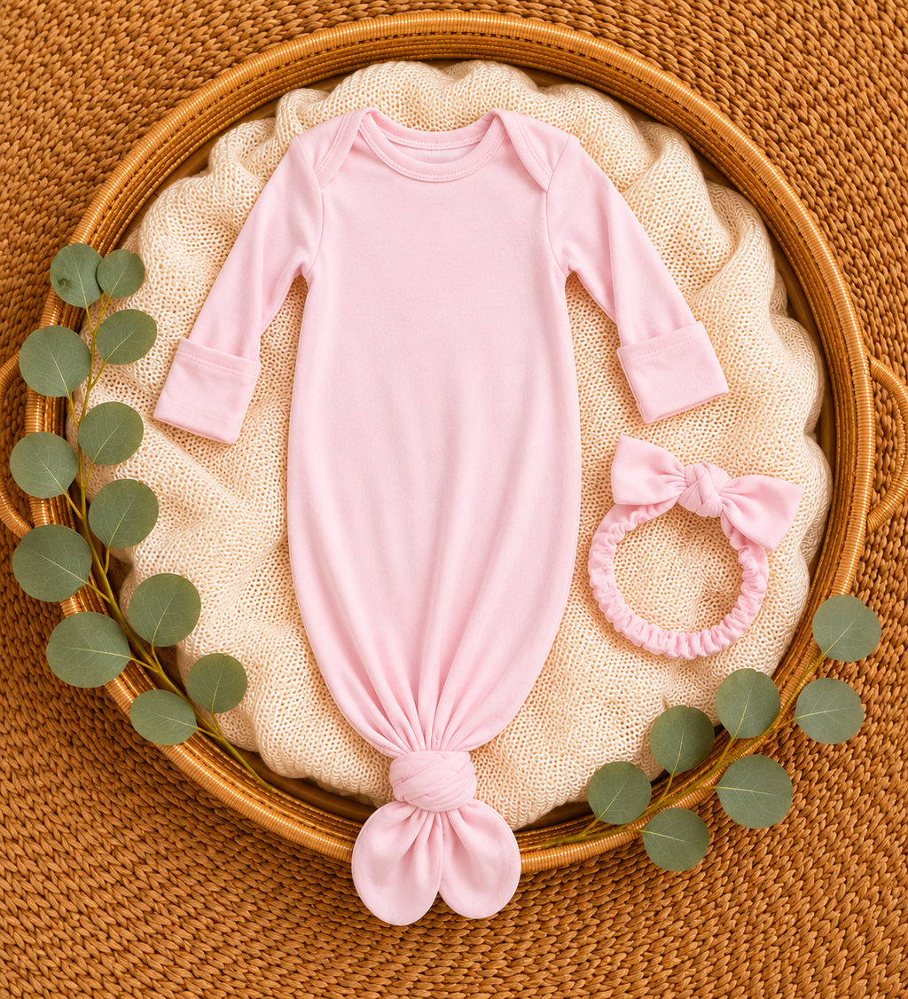Solid Lotus Knotted Gown & Knotted Headband Set