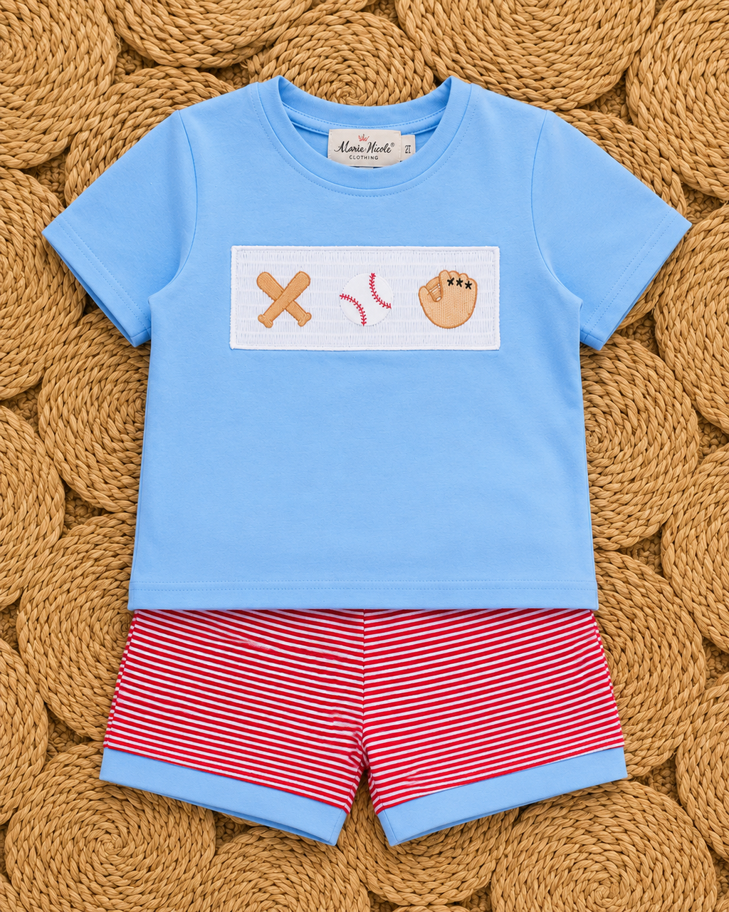 Home Run Batter Smocked Short Set
