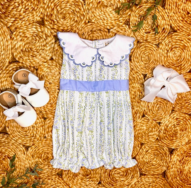 French Blue Garden Scallop Collar Dress