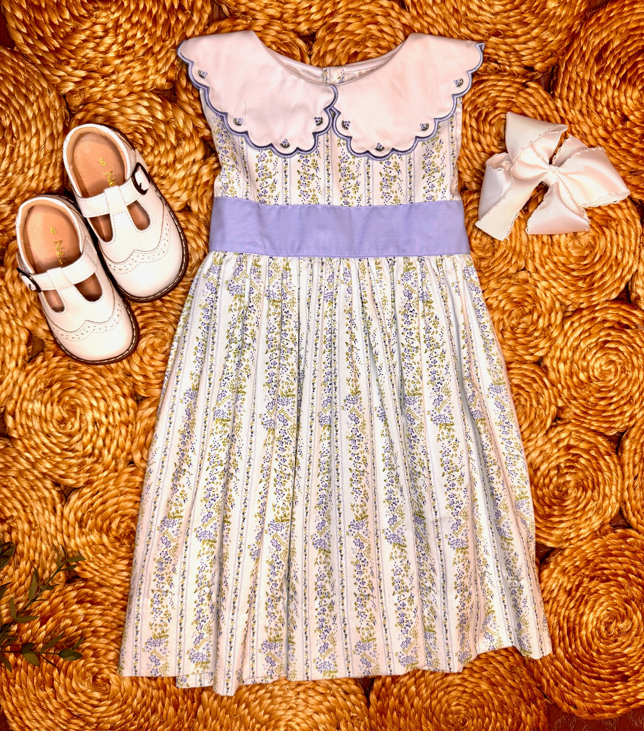 French Blue Garden Scallop Collar Dress