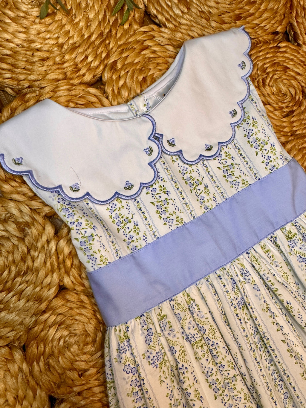 French Blue Garden Scallop Collar Dress