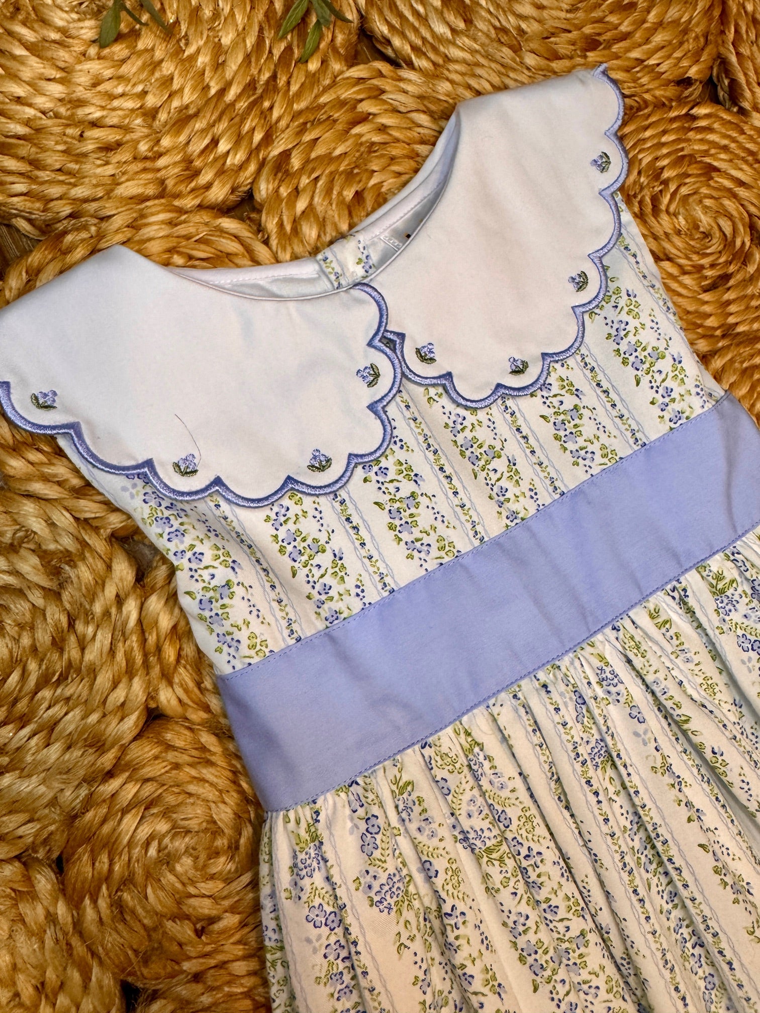 French Blue Garden Scallop Collar Dress