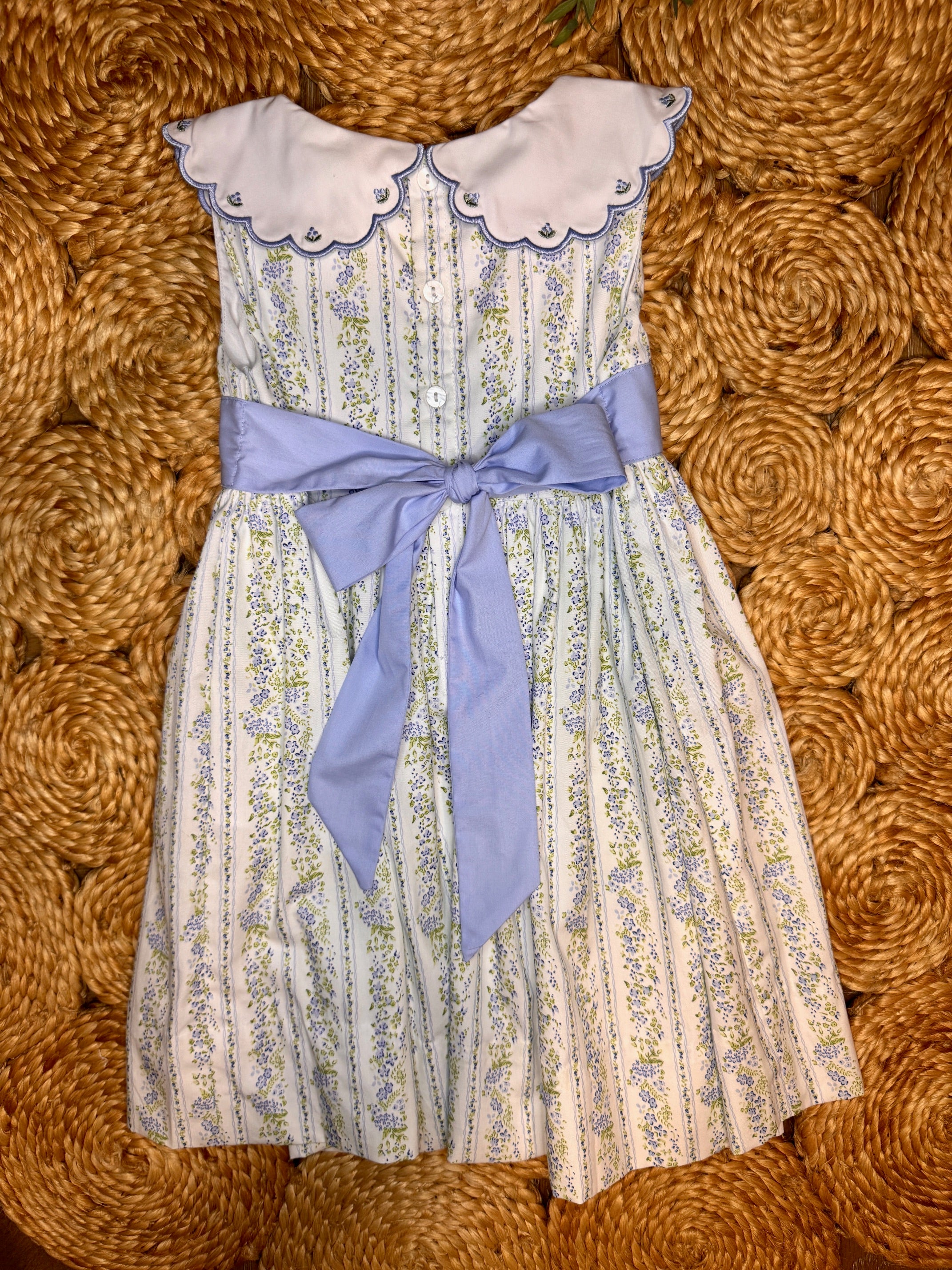 French Blue Garden Scallop Collar Dress