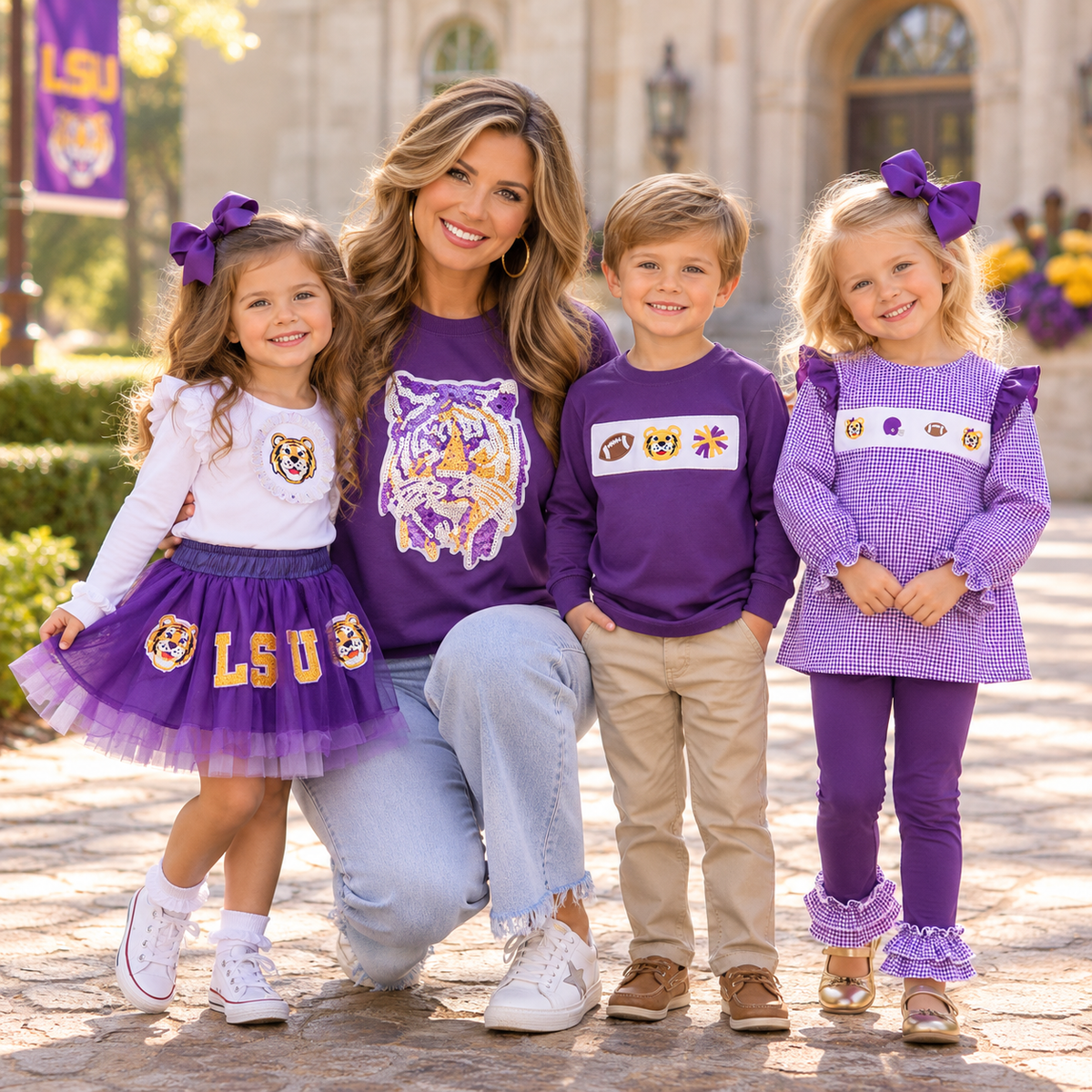 Ladies LSU Purple Tiger Sequin Sweatshirt
