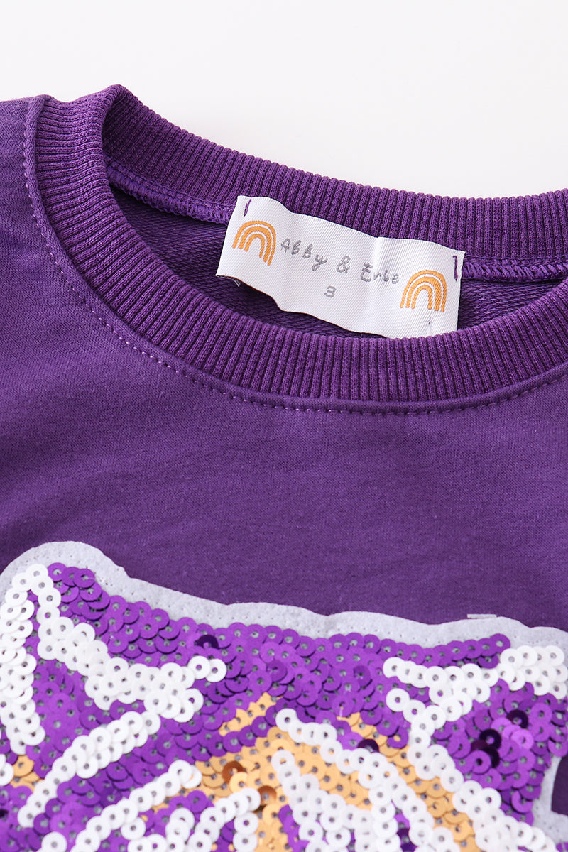 Ladies LSU Purple Tiger Sequin Sweatshirt