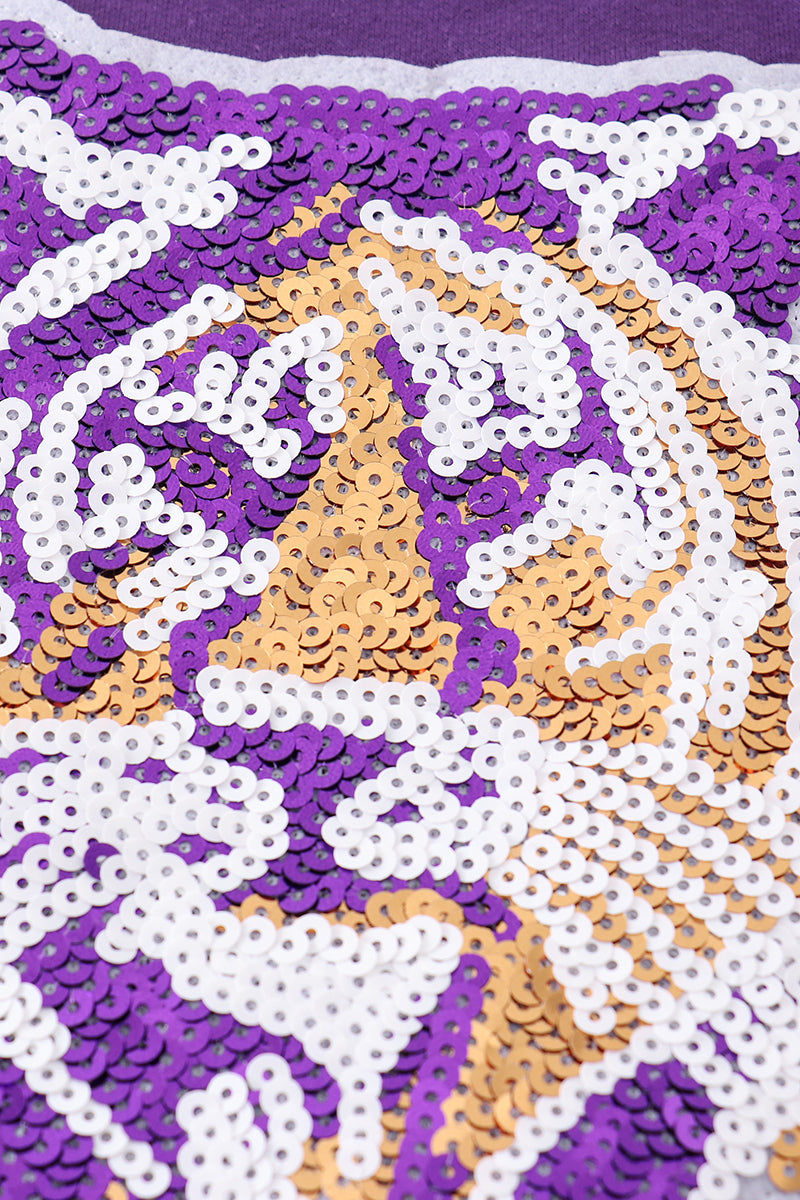 Ladies LSU Purple Tiger Sequin Sweatshirt