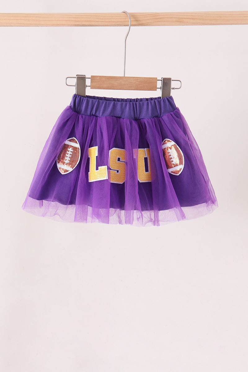 LSU Purple & Gold Sequin Football Tutu Skirt