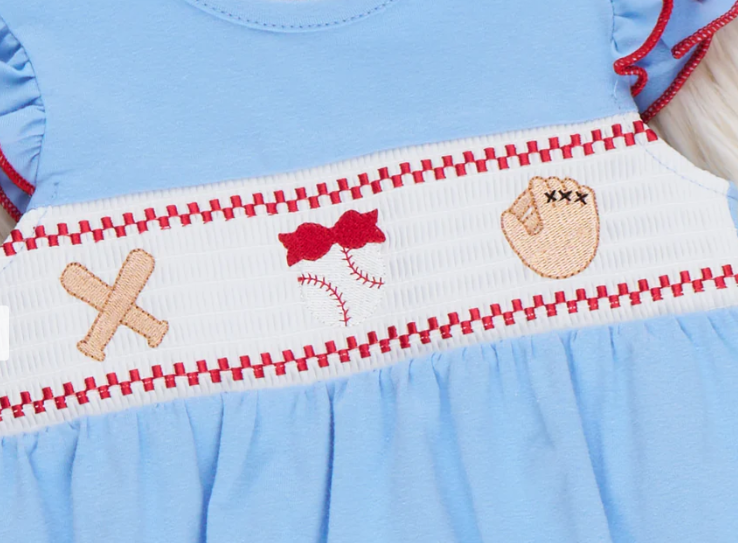 Home Run Batter Smocked Ruffle Bubble