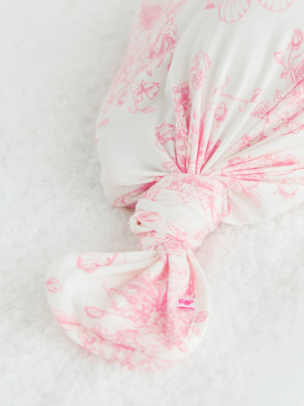 Pink Butterfly Garden Toile SoftSnooze™ Baby Girls Bamboo Ruffle Knotted Sleep Gown & Bow Hat Set