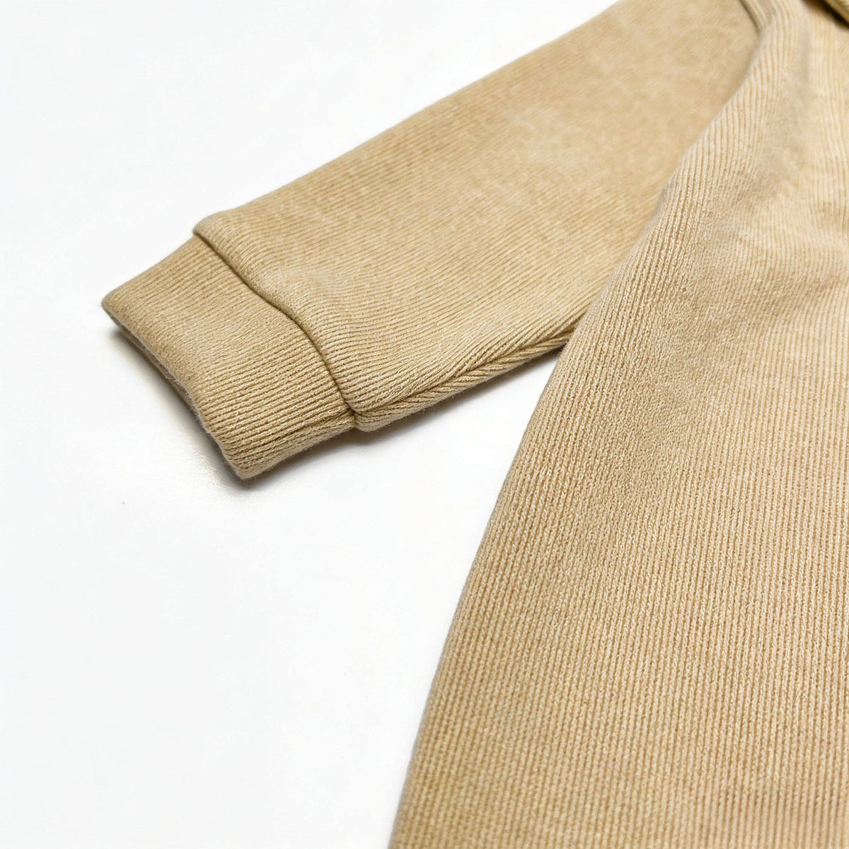 Baby Beige Knit Shawl Collar Romper