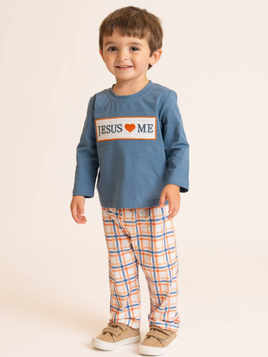 Graceful Plaid Boys "Jesus Loves Me" Outfit