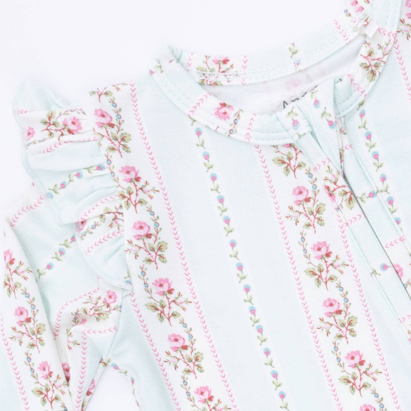 Vintage Rose Ruffle Bamboo Footie